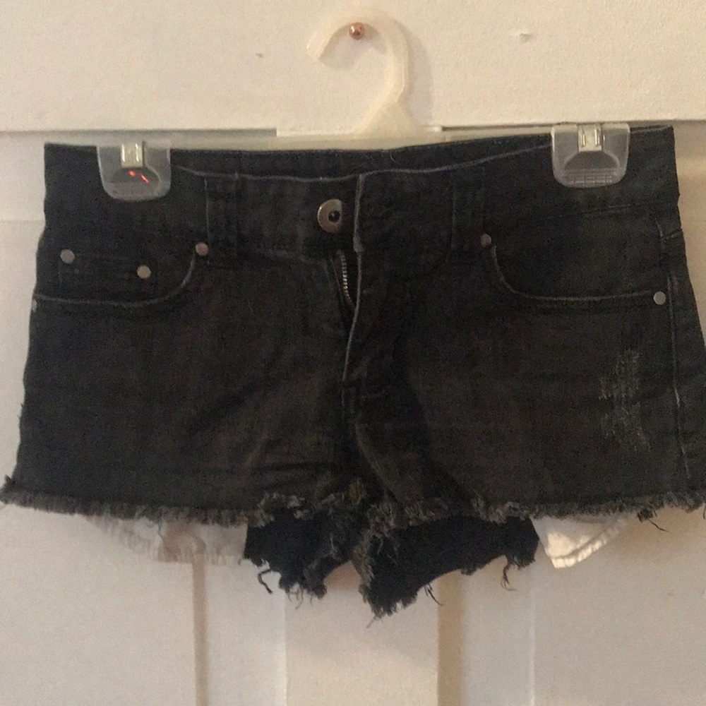 forever 21 black destressed jean shorts